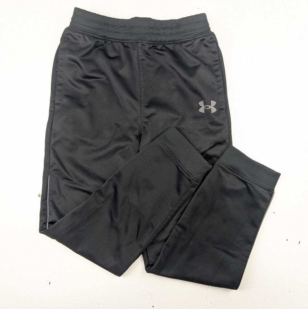 Under Armour Boys Black Joggers With Gray Stripe Size 7